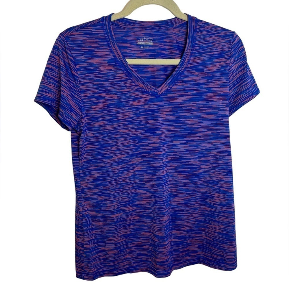 BCG BLUE SPACE DYE V-NECK ACTIVE TEE